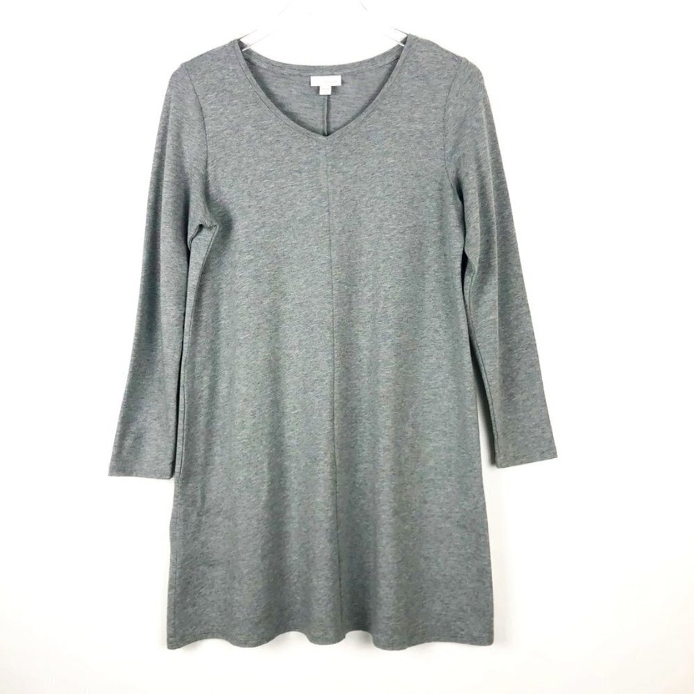 Pure Jill Shift Dress Women's SP Soft Grey Heather Pima Cotton Pockets Cozy Midi